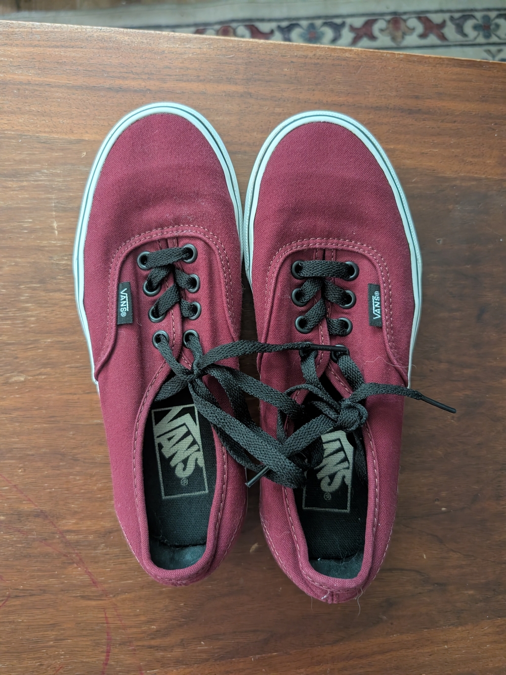 Vans Classic Low-Top Sneakers in Maroon with Black Laces